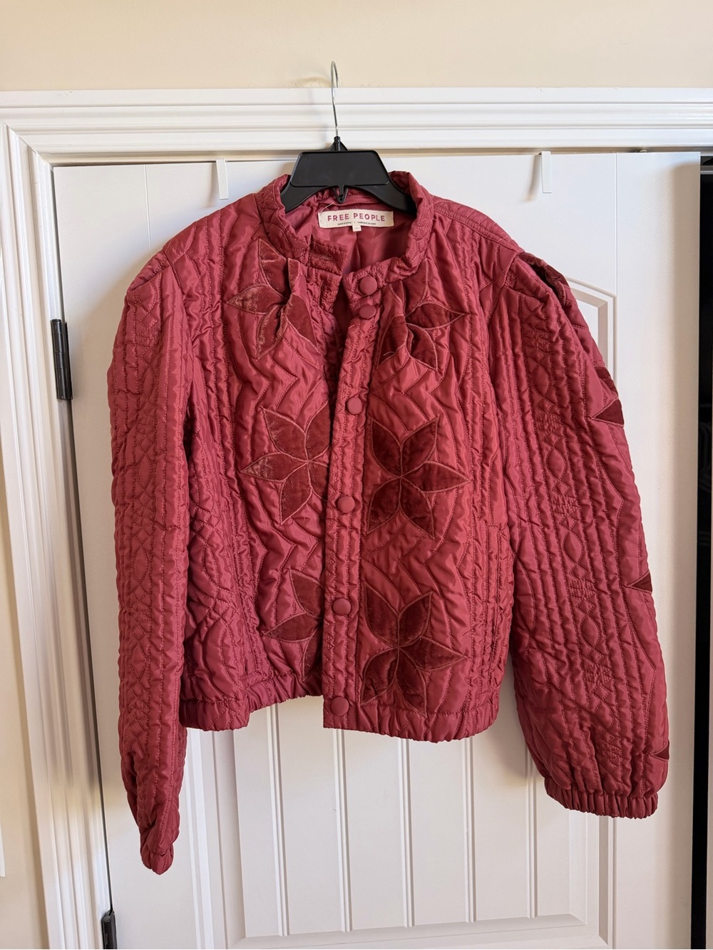 Free People Quilted Bomber Jacket in Dusty Rose